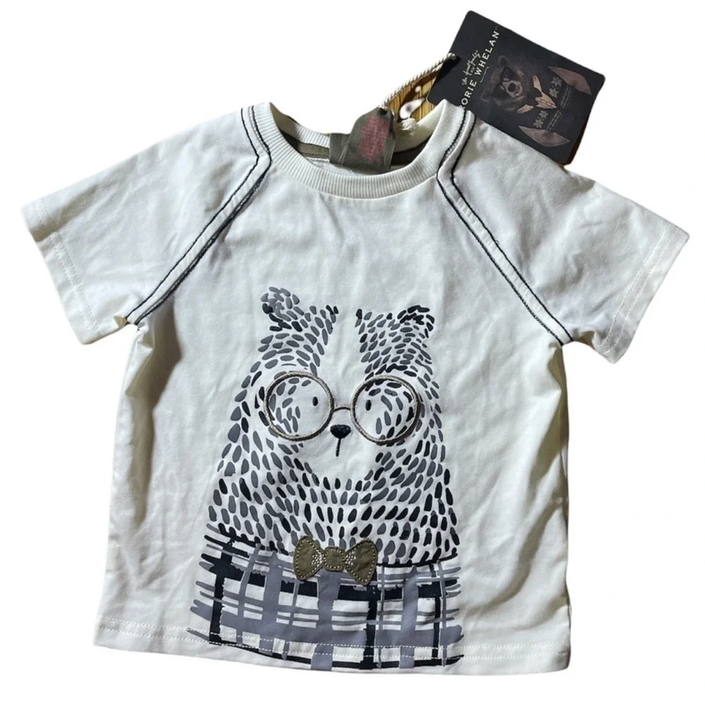 Rorie Whelan T-Shirt Bear with Glasses and Bowtie Kids Size 24 Months NWT